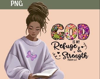 Praying Christian Woman PNG: African American Woman of Faith (Digital Download)