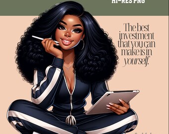 Black Girl Boss Babe Clipart: Motivational PNG (Digital Download)