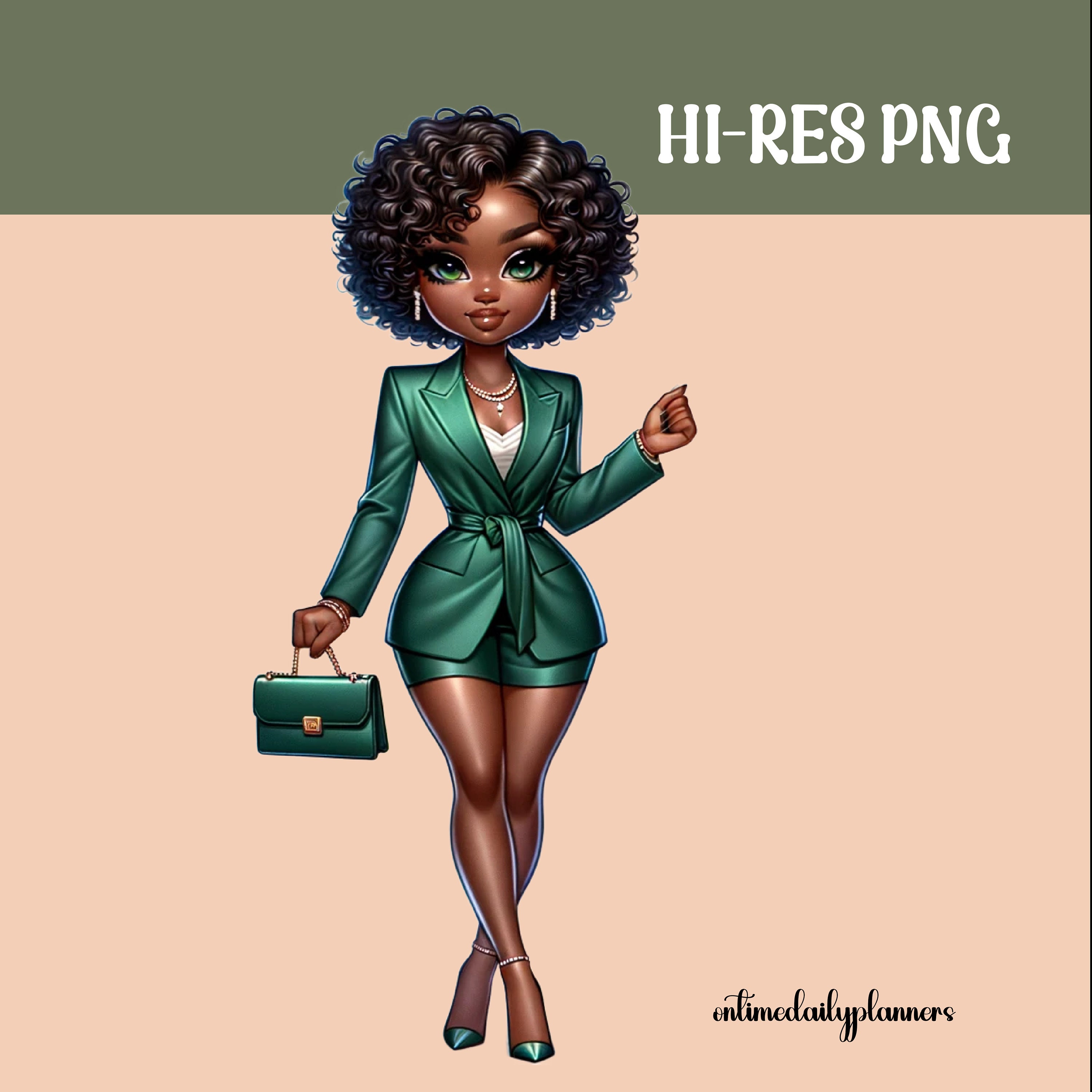 Classy Afro Girl Clipart: Slay Queen PNG Design (digital Art) - Etsy, image size:3000x3000