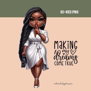 Christian Black Girl Chibi Style Clipart Digital Planner Wall Art PNG, African American Clipart, Reading Sublimation Design Black Women Art
