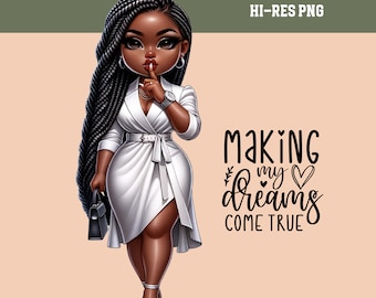 Black Woman Chibi Clipart: Christian Planner Art PNG