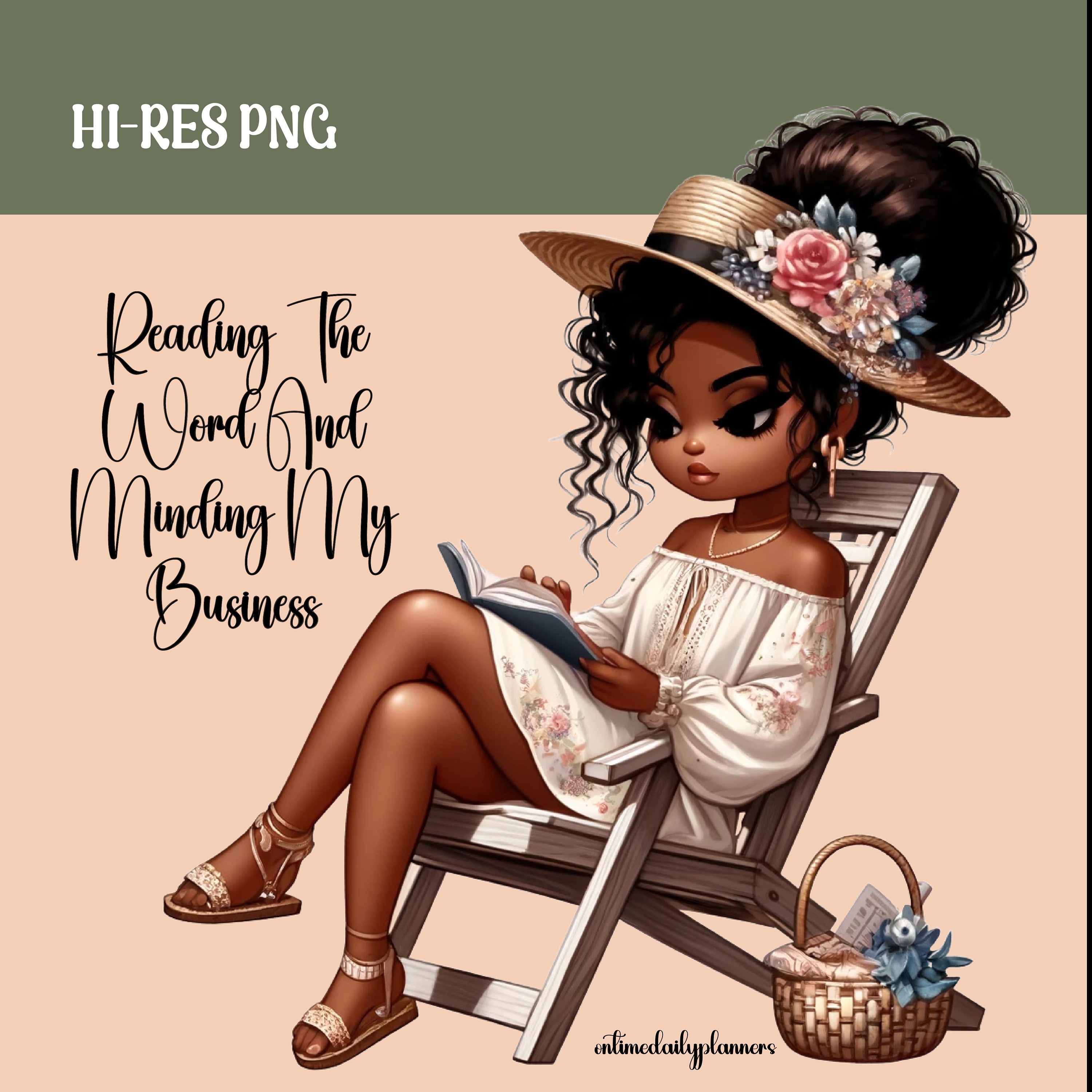 Funny Christian Woman Reading Bible PNG: Afro Woman Art (Digital Download)