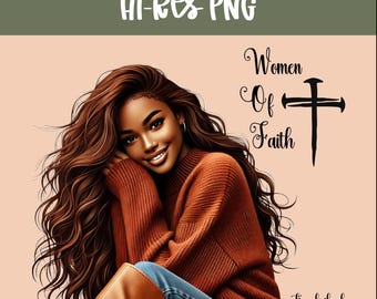 Women of Faith Christian Art PNG: Afro Woman Digital Print (Digital Download)