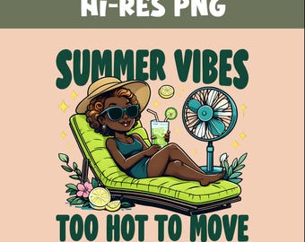 Funny Menopause PNG: Summer Vibes African American Woman Clipart (Digital Download)