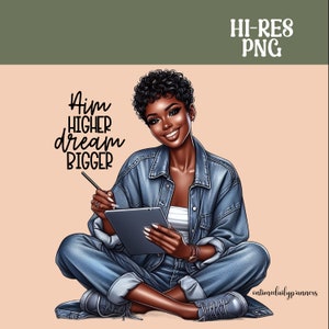 Black Girl Clipart, Motivational Quote Self-Love Clipart African American Woman Motivational Clipart Boss Babe PNG Black Girls Magic Clipart