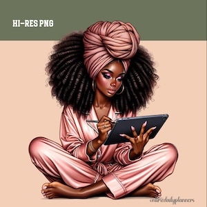 Black Girl Clipart: Motivational African American Woman PNG (Digital Download)