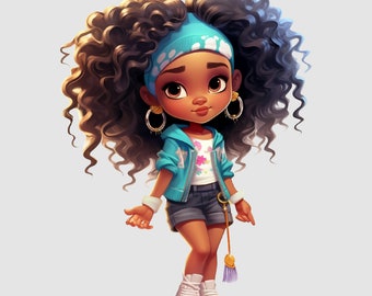 Black Girls Clipart, Black Girl PNG, Black Kids PNG, Afro Girl Clipart, PNG Digital Download