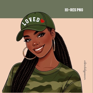 Blessed Camo Afro Woman PNG: Christian Sublimation Design (Digital Download)