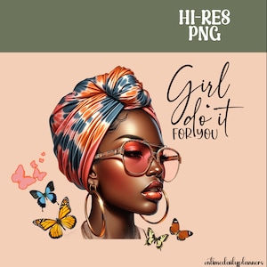 Black Woman Empowerment Clipart: Motivational Boss Babe PNG (Digital Download)