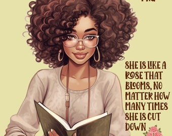 Christliche Frau Sublimationsdesign, Journal Cover, digitaler Download Afro Frau PNG Schwarze Frau PNG Boss Lady