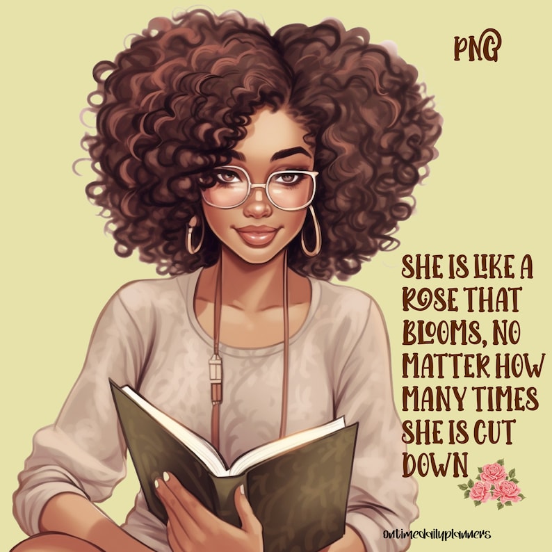 Afro Woman PNG: Christian Journal Cover Sublimation Design (Digital Download) image 1