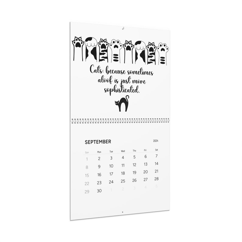 Funny Gift for Cat Mom 2024 Calendar Monthly Wall Calendar Snarky Cat