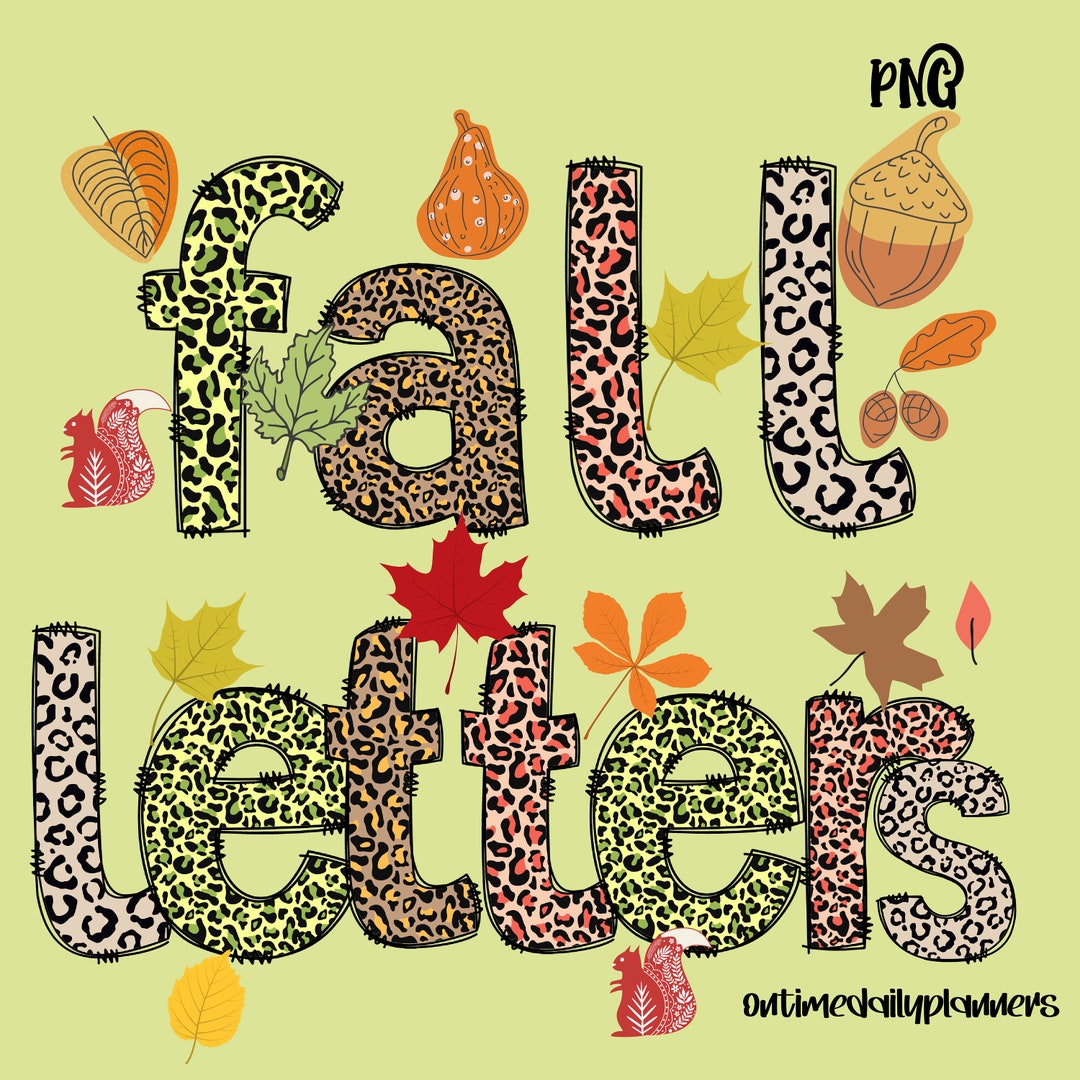 Leopard Print Fall Doodle Letters: PNG Clipart Alphabet (digital ...