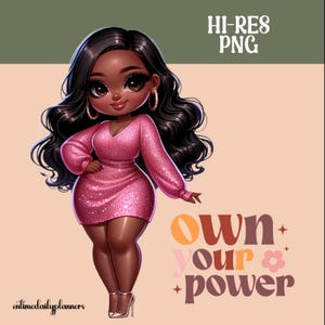 Black Girl clipart, motiverende citaat chibi-stijl zwarte meid digitale kunst, planner kunst aan de muur, Afro-Amerikaanse clipart, zwarte geschiedenis, zwarte png