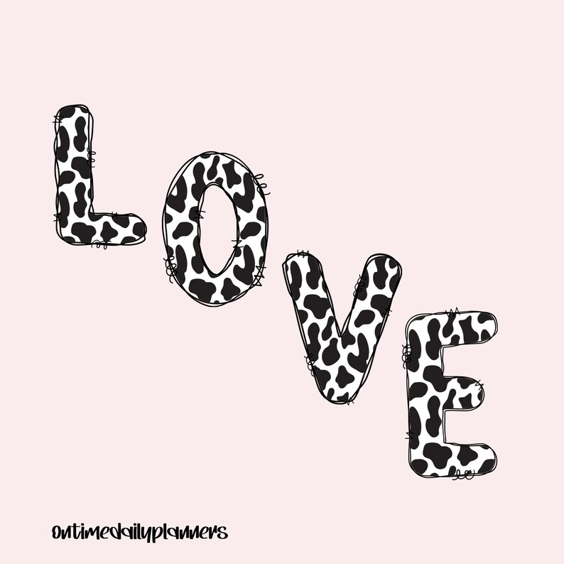 Cow Print Lettering Cow Font Cow Print PNG Doodle Letters - Etsy