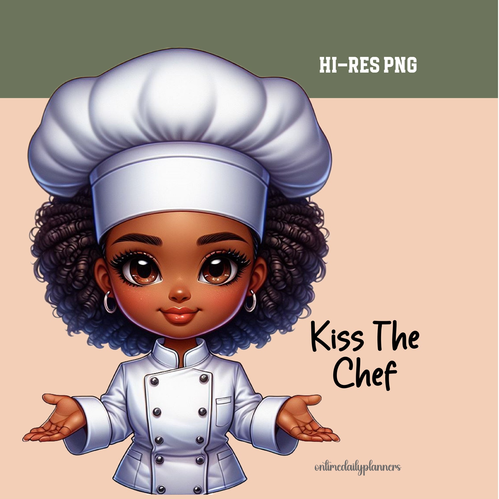 African American Woman Chef PNG: Culinary Art Kitchen Decor (digital