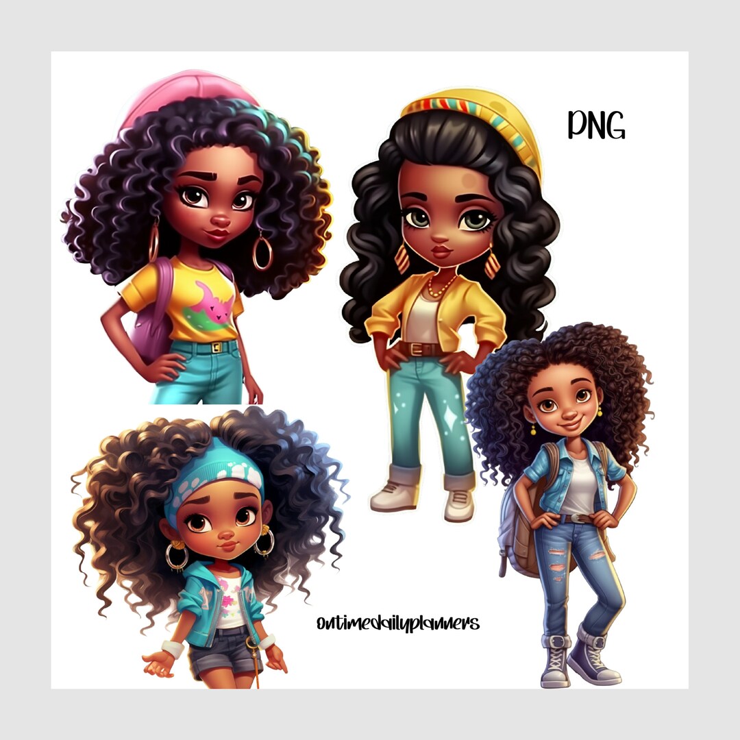 Afro Black Girl PNG Clipart Bundle: Hip Hop Fashion (digital Download ...