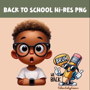 Back to School Black Boys Clipart Bundle: Verschiedene Kinder PNG-Dateien (kommerzielle Nutzung