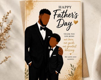 African American Father's Day Card, Black Dad Father's Day Card, Father and Son Card, Printable Father's Day, Dad Appreciation