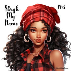 Christmas Black Woman Clipart: Sublimation PNG Design