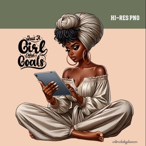 Black Woman Motivational Clipart: Boss Babe PNG (Digital Download)