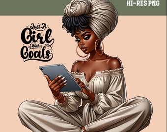 Black Woman Motivational Clipart: Boss Babe PNG (Digital Download)