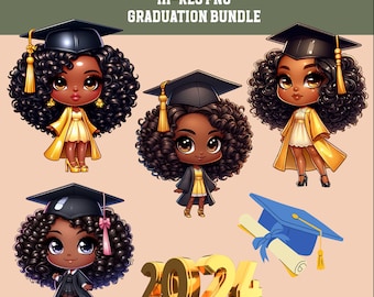 Graduation Girls PNG Clipart Graduation Gown Cap Stole Sublimation Design, Class of 2024 Graduation Clipart Graphic Design PNG