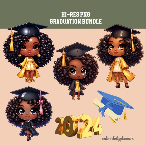 Graduation Girls PNG Clipart Graduation Gown Cap Stole Sublimation Design, Class of 2024 Graduation Clipart Graphic Design PNG