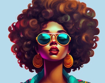 Our Retro Afro American Sublimation Design, African American Afro Woman Clipart: Black History Sublimation Design (Digital)