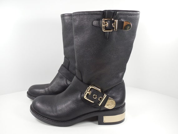 Vince Camuto Winchell Moto Mid Calf Black Leather… - image 4