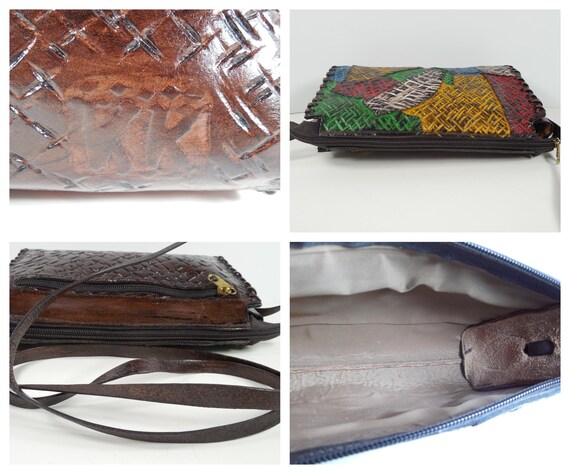 Patchwork Tooled Leather Signed KK Hand Crafted P… - image 8
