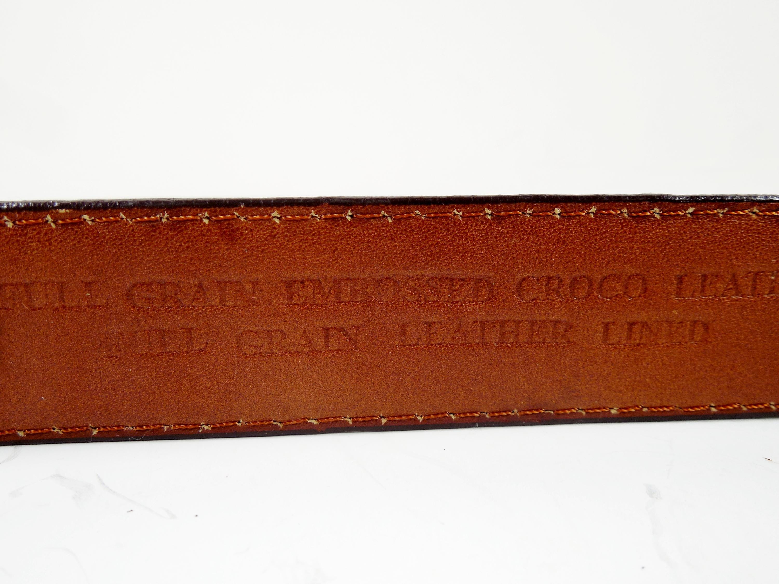 Brown Embossed Croc Crocodile Gator Alligator Full Grain 