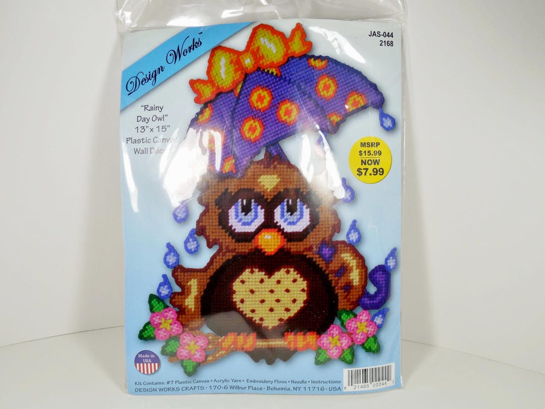 Design Works Rainy Day Owl 13 by 15 Inch Plastic Canvas Wall Art ...