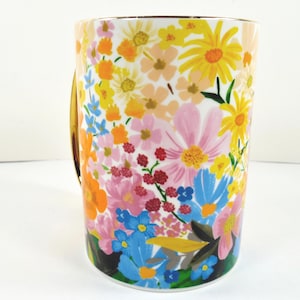 Anthropologie Rifle Paper Co. Marguerite Porcelain Floral Coffee Mug Colorful Multicolor Assorted Flowers Gold Metallic Handle And Trim image 6