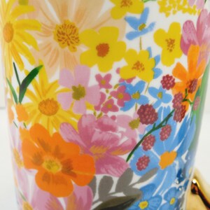 Anthropologie Rifle Paper Co. Marguerite Porcelain Floral Coffee Mug Colorful Multicolor Assorted Flowers Gold Metallic Handle And Trim image 2