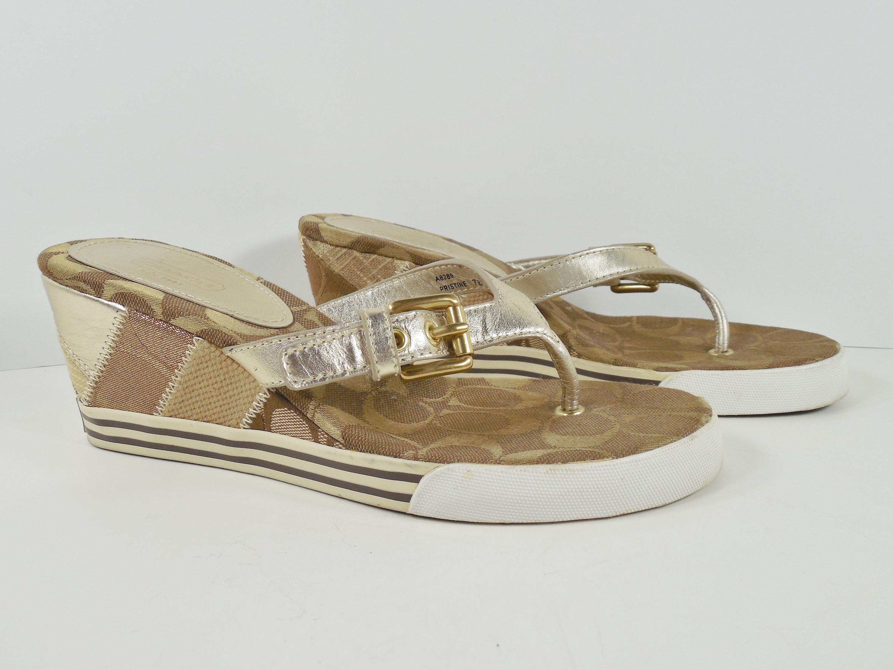 Coach Pristine Gold Metallic Leather Brown Patchwork