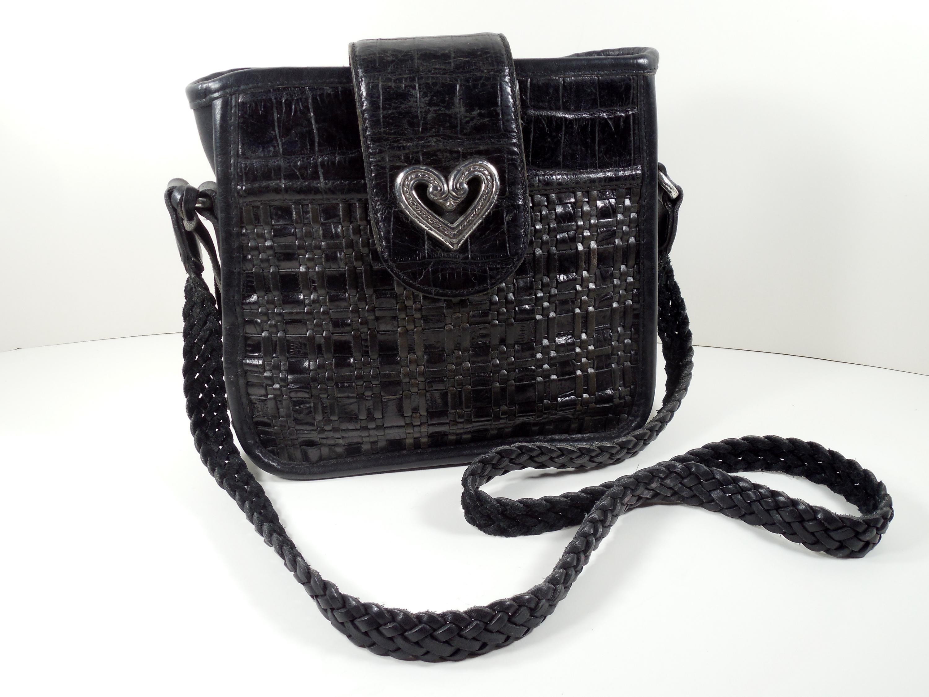 Brighton Vintage Leather Crocodile Embossed Silvertone Heart Buckle Sz M EUC Brighton Women main image 3
