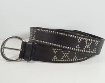 VINTAGE 90s JUMBO Black SUEDE Leather Silver Studded 