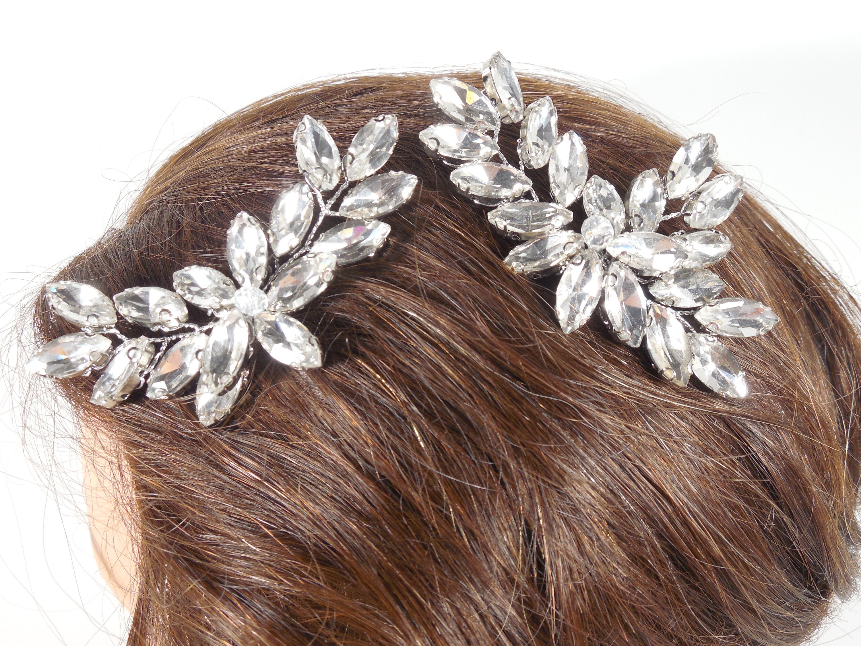 Silver Marquise Shape Faceted Rhinestone Crystal Spray  display picture 2