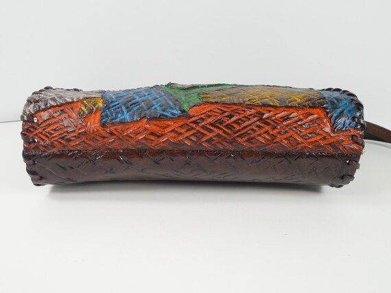 Patchwork Tooled Leather Signed KK Hand Crafted P… - image 6