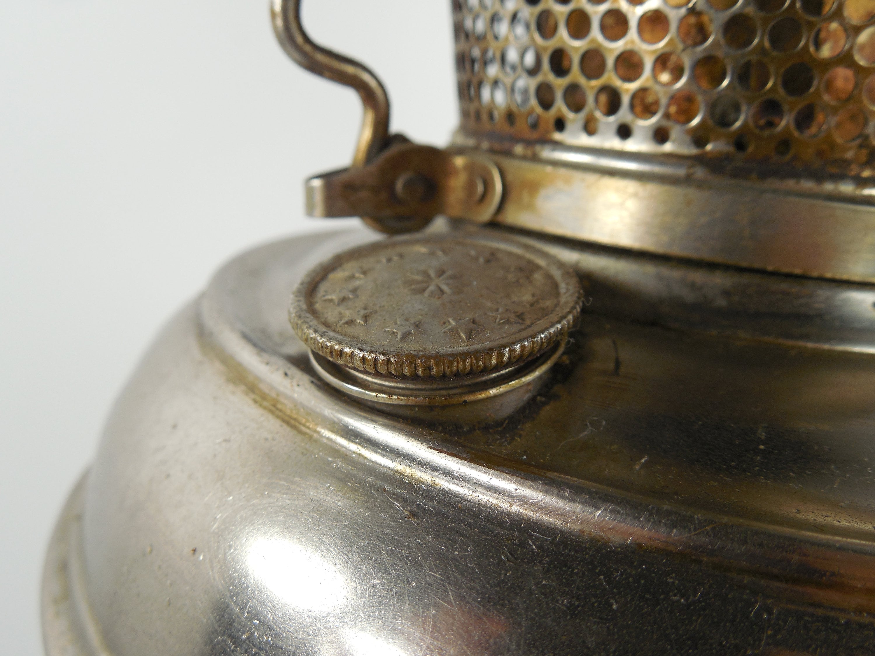 Antique B & H Oil Lamp Lantern Bradley and Hubbard Oil Lamp Nickel