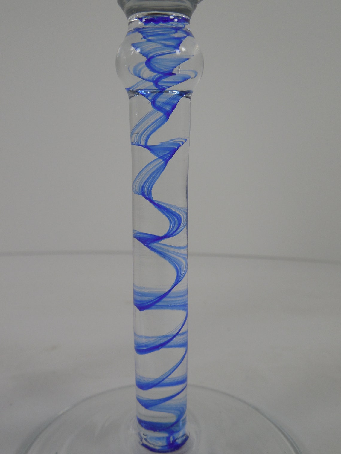Art Glass Cobalt Blue Swirl Stem Stemmed Wine Glasses Goblets Etsy