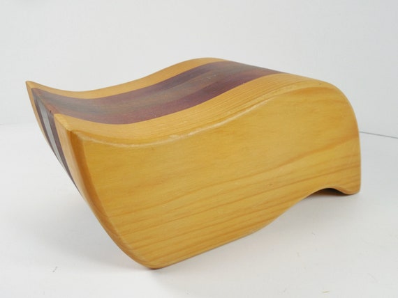 Wood Wooden Wave Curved Design Jewelry Box Hidden… - image 3