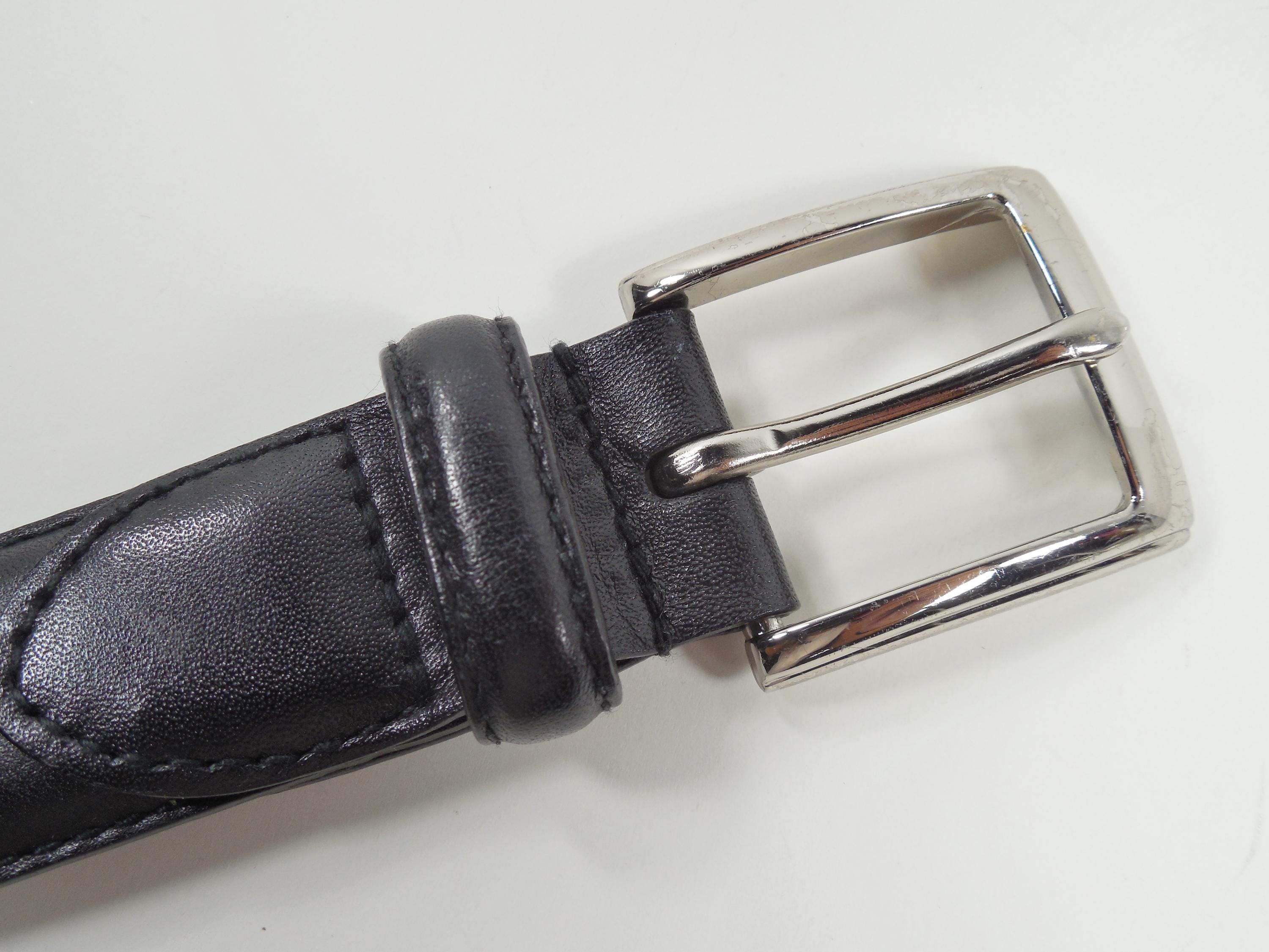 New Ralph Lauren Made in Italy Black Leather  Silver Logo Buckle Belt Sz L Ralph Lauren Polo Black Italian Leather Belt Men main image 4