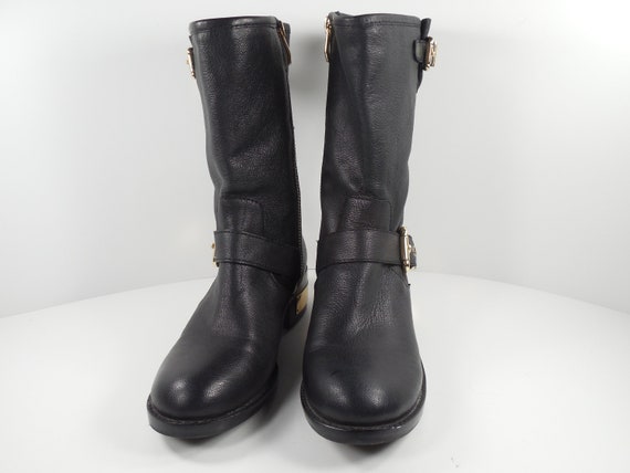 Vince Camuto Winchell Moto Mid Calf Black Leather… - image 5