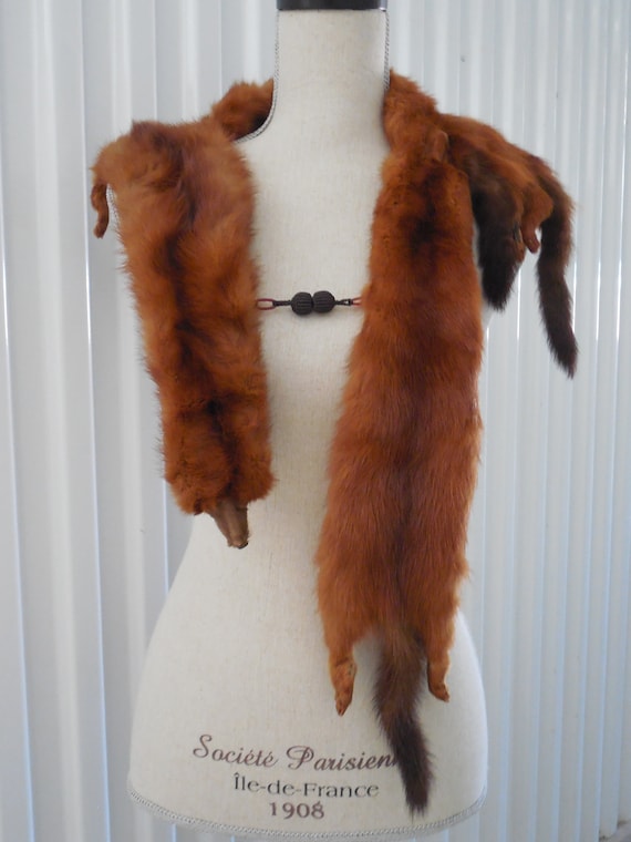 Art Deco Mink Fur Pelt Cape Capelet Wrap Shawl St… - image 2