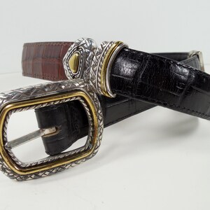 Brighton Black Croc-Embossed Belt with gold & silver two tone buckle Brighton | Accessories | Brighton Classics Croc Embossed  main image 3