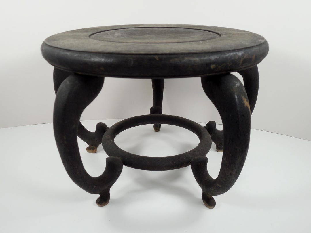 Chinese Chinoiserie Japanese Oriental Asian Hand Carved Round Wood ...