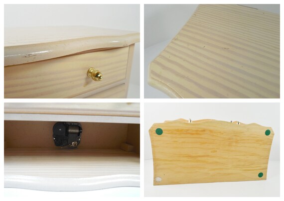 Blonde Wood Wooden Jewelry Box Pull Drawer Music … - image 10