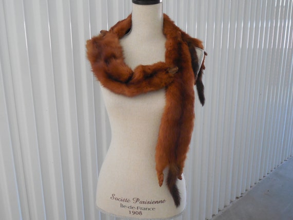 Art Deco Mink Fur Pelt Cape Capelet Wrap Shawl St… - image 7